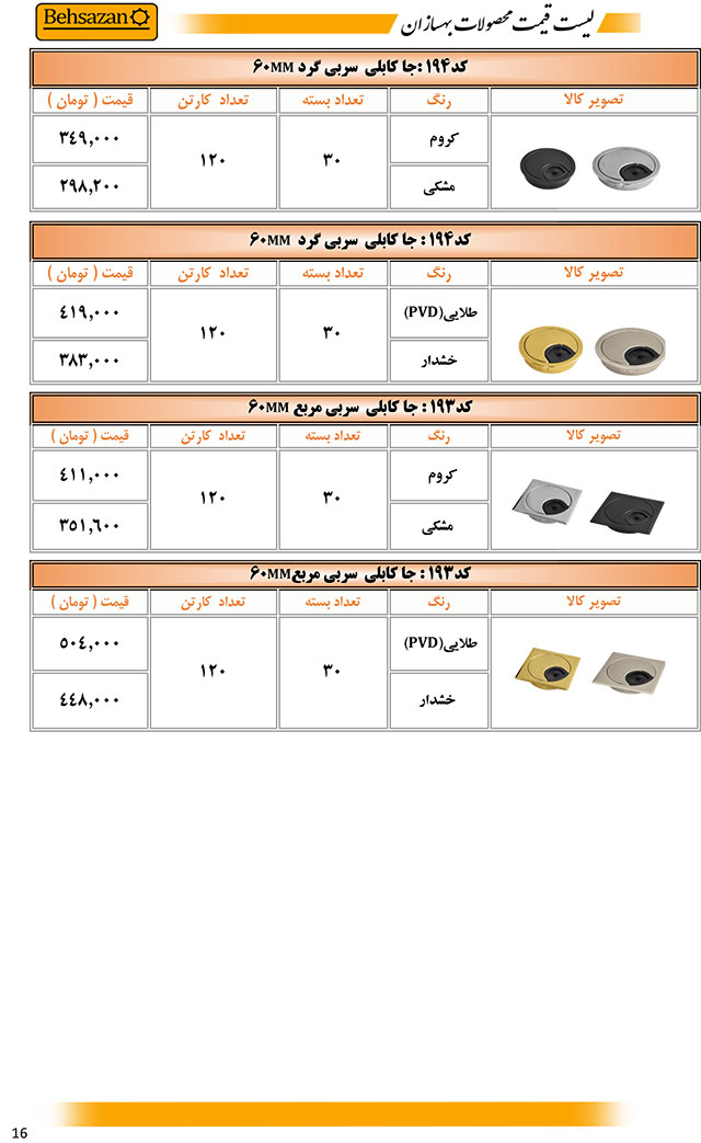 لیست قیمت بهسازان صفحه 16